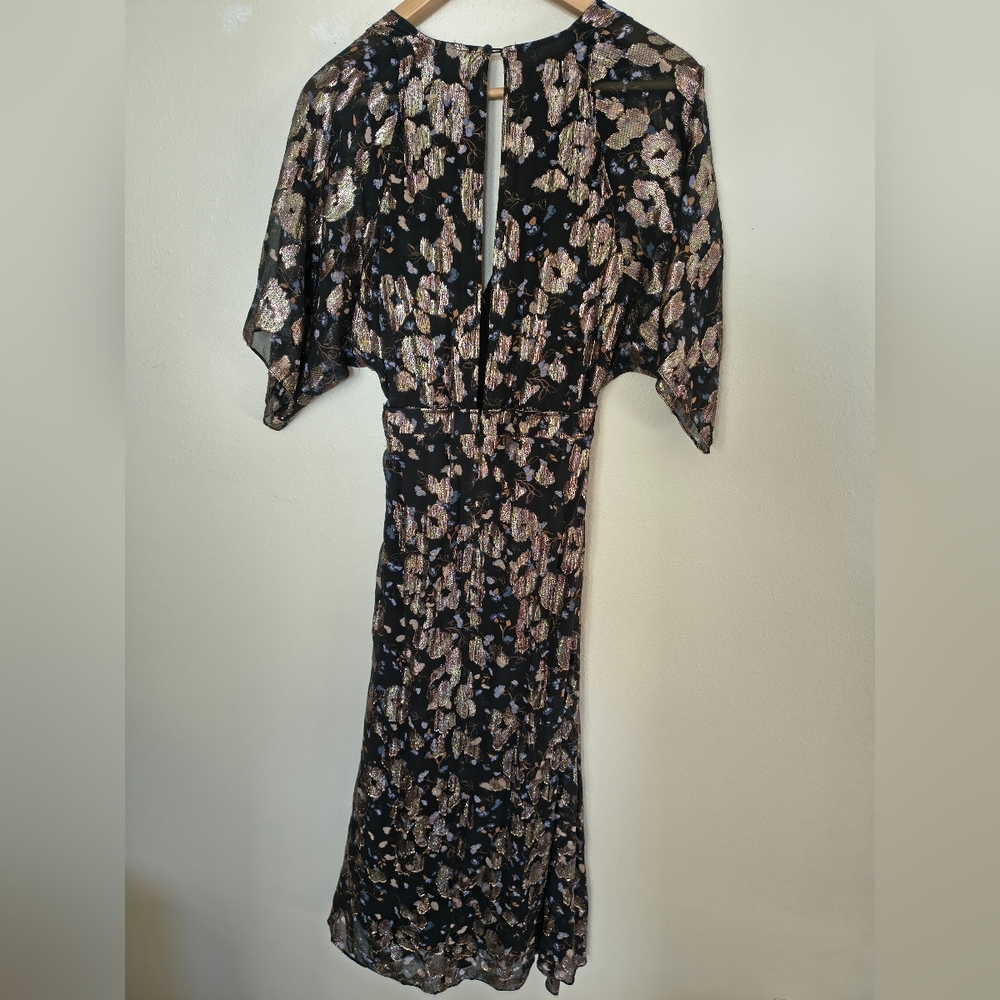 Beautiful ba&sh Lady Dress Size 1 (Small, US 4) Midi Length Silk Floral - Picture 5 of 15